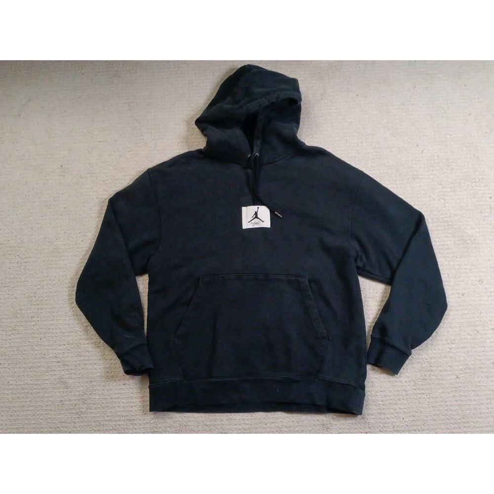Jordan Flight Patch Hoodie Sweatshit Mens Large Black with Minor Hole